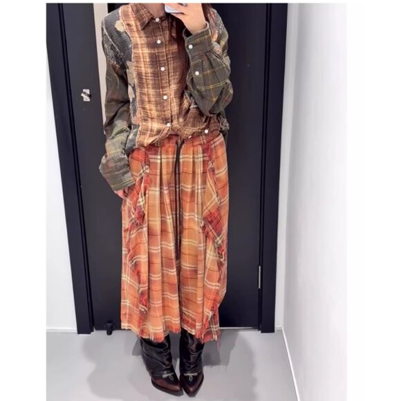 NWT R13 Overlay Deconstructed Pants Bleached Red / Ecru Plaid - Picture 15 of 16